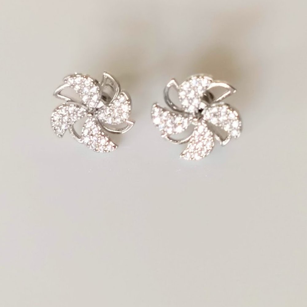 QVC Diamonique Epiphany Platinum Clad Pinwheel Pave Earrings - Never Worn